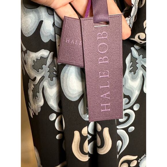 Hale Bob Tribal Black Gray Embellished  V-neck Long Sleeves Mini Dress size XS - Picture 7 of 16